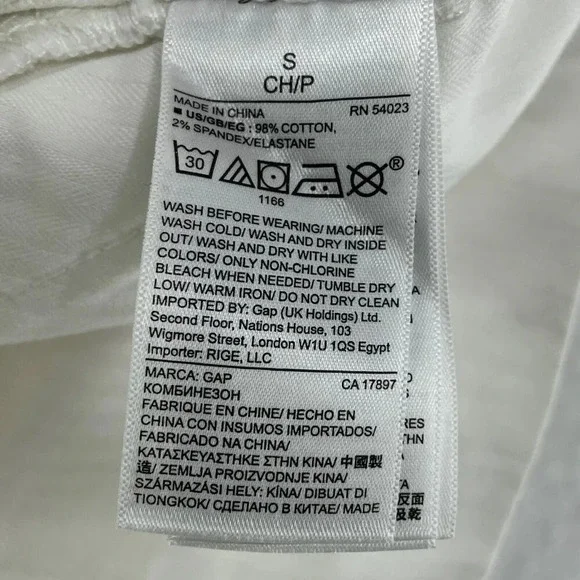 Gap 1969 Short Women's S Cream White Denim Bib Adjustable Strap Stretch Shortall - Picture 8 of 9